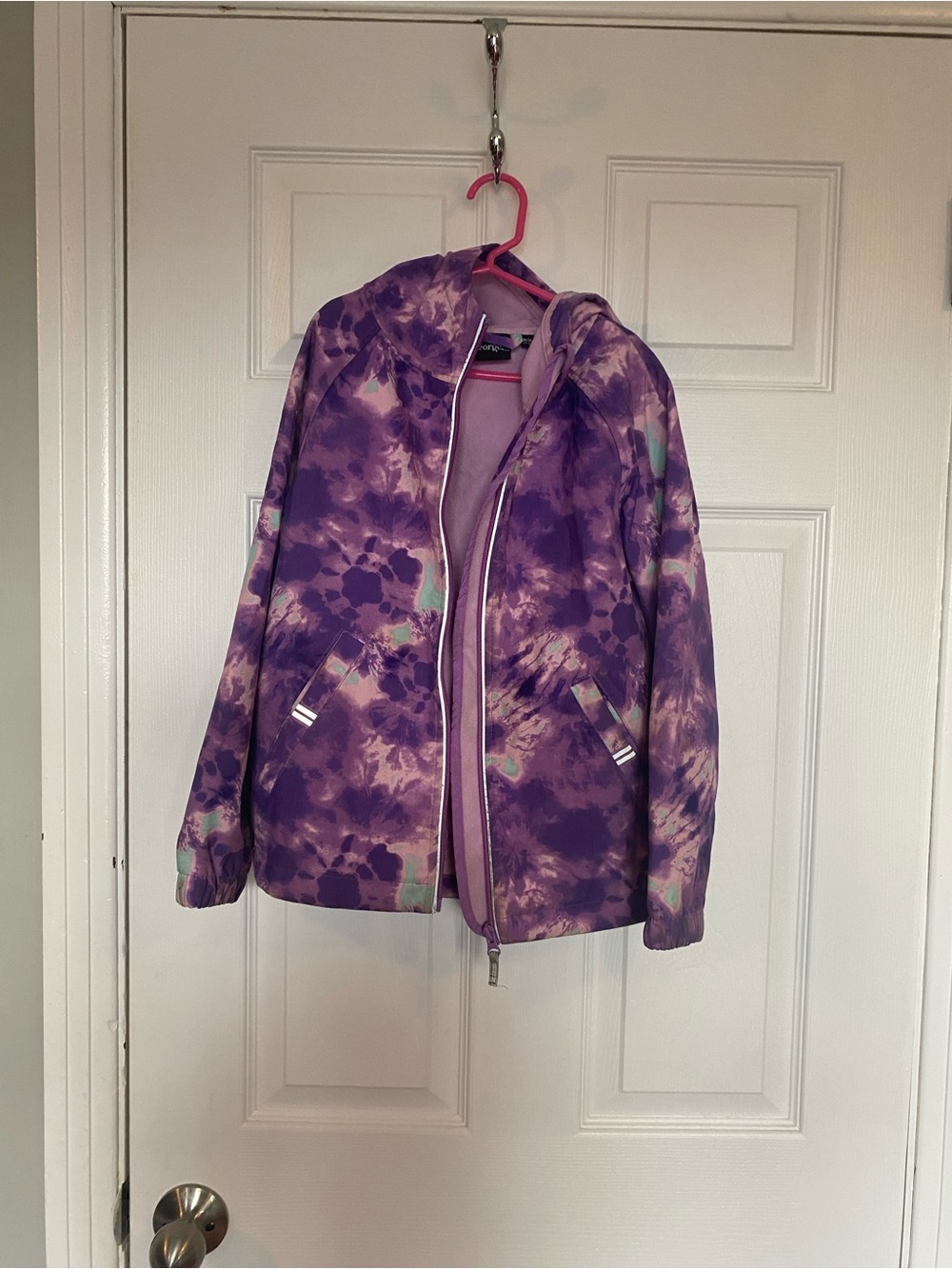 George Purple Tie Dye Fleece Lined Hooded Jacket Size M 7-8